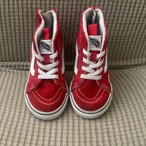 Toddler 7.5 red Vans with zip